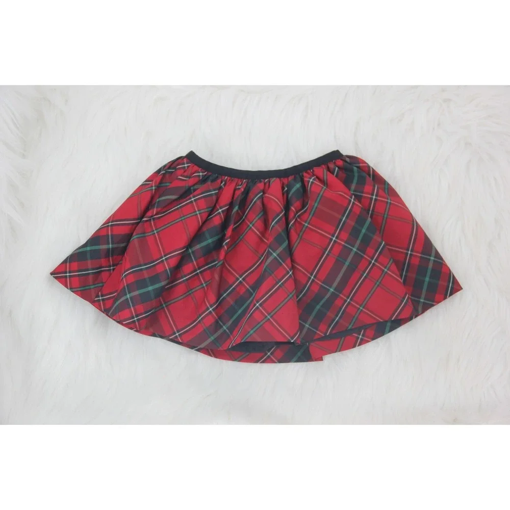 Ralph Lauren Baby Girls Tafetta Skirt Size 12 Months Holiday Red Plaid Lined #13